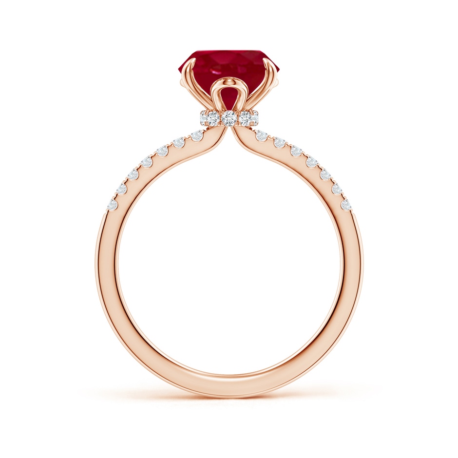10x8mm AA Oval Ruby Hidden Halo Engagement Ring in Rose Gold side 199
