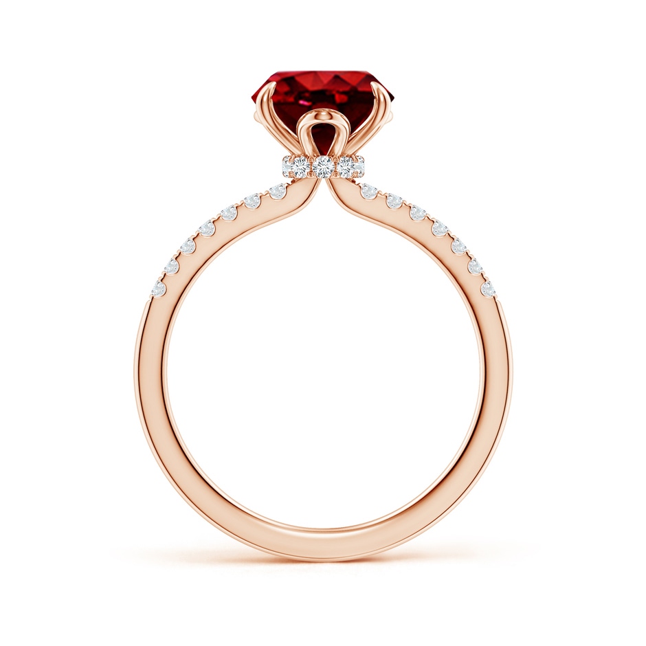 10x8mm AAAA Oval Ruby Hidden Halo Engagement Ring in Rose Gold side 199