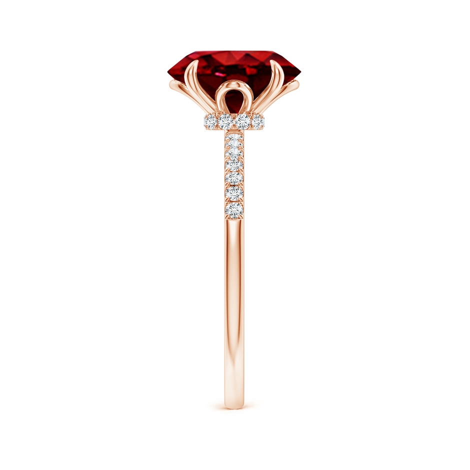 10x8mm AAAA Oval Ruby Hidden Halo Engagement Ring in Rose Gold side 299