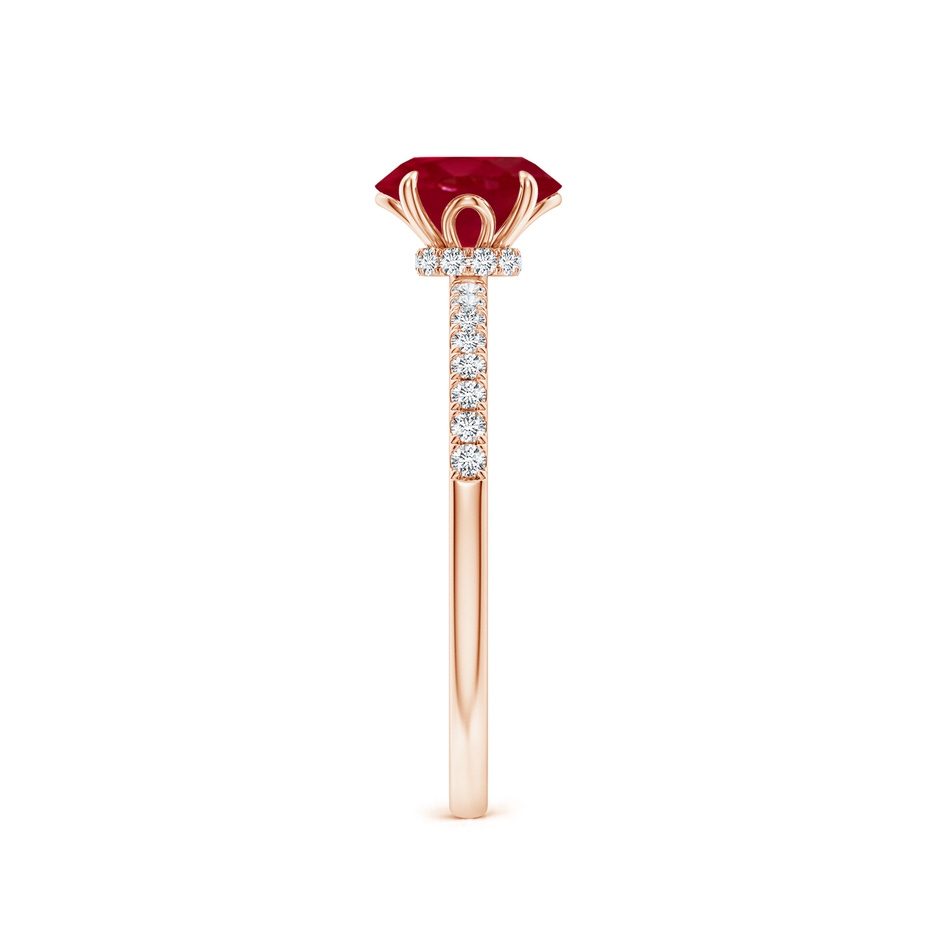 7x5mm AA Oval Ruby Hidden Halo Engagement Ring in Rose Gold side 299