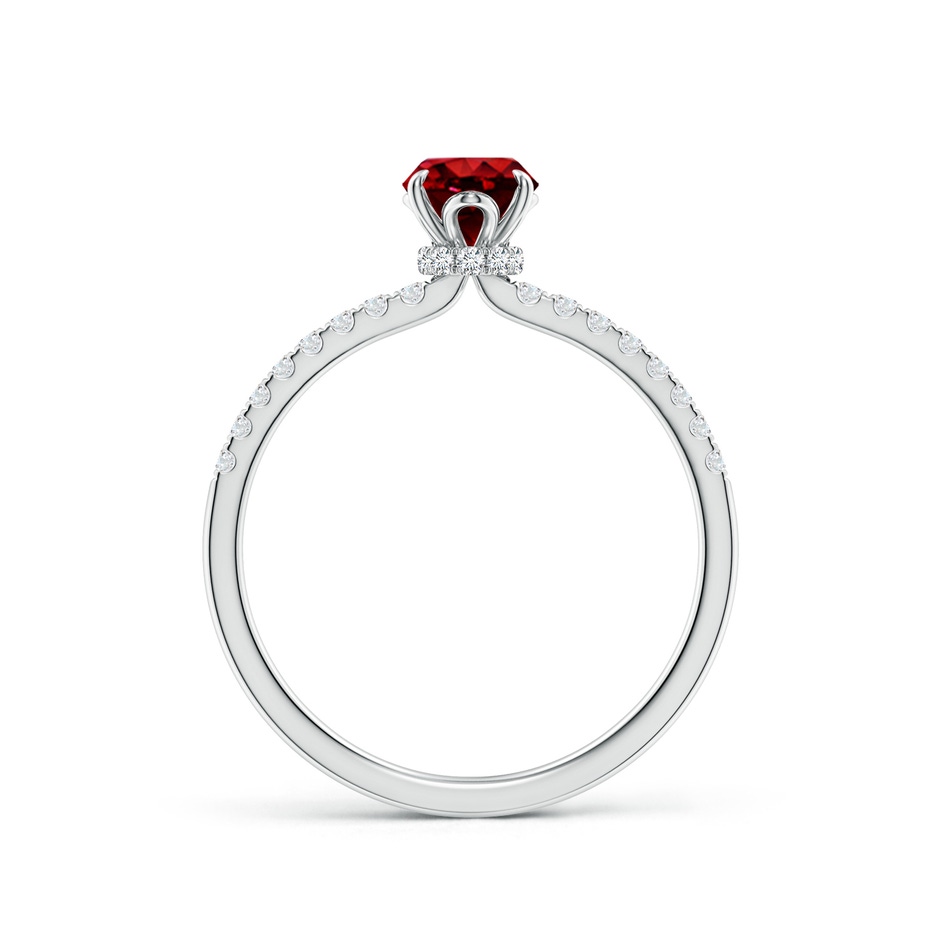 7x5mm AAAA Oval Ruby Hidden Halo Engagement Ring in P950 Platinum side 199