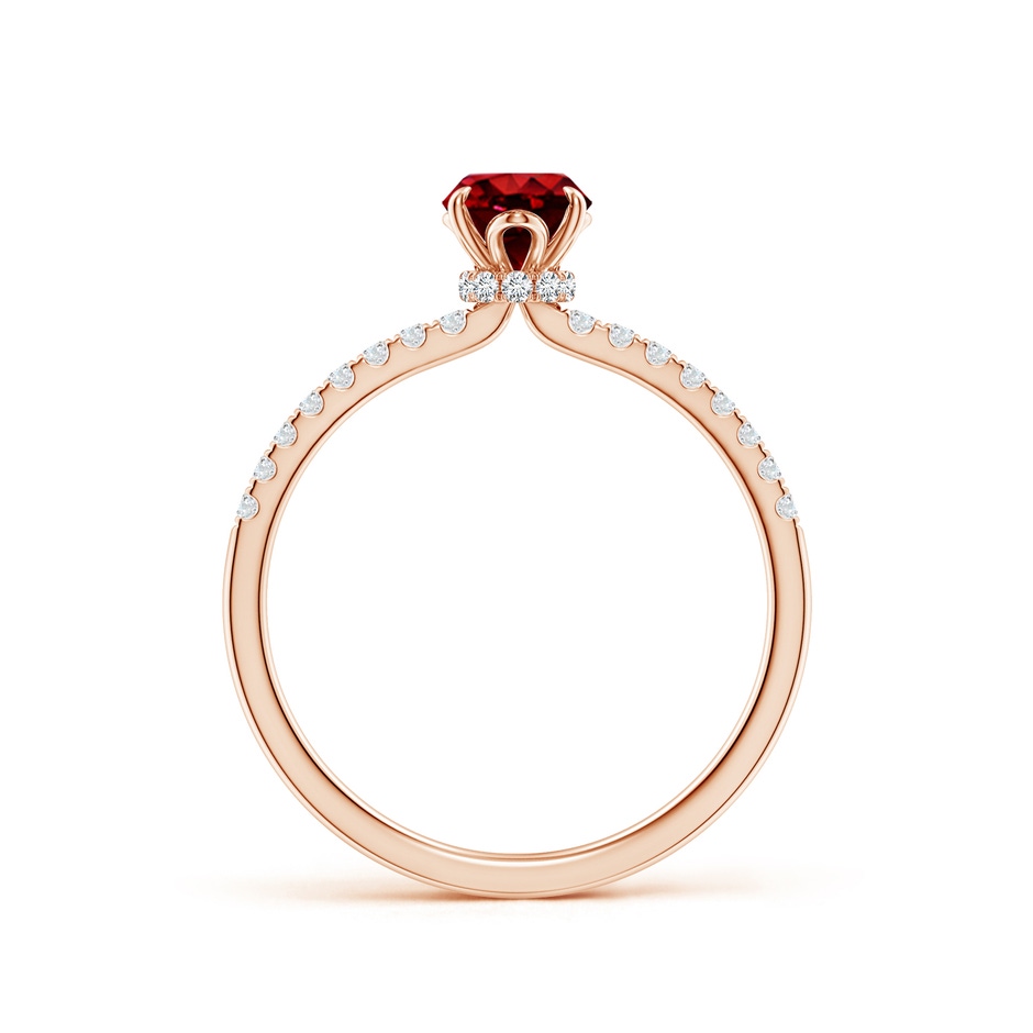 7x5mm AAAA Oval Ruby Hidden Halo Engagement Ring in Rose Gold side 199