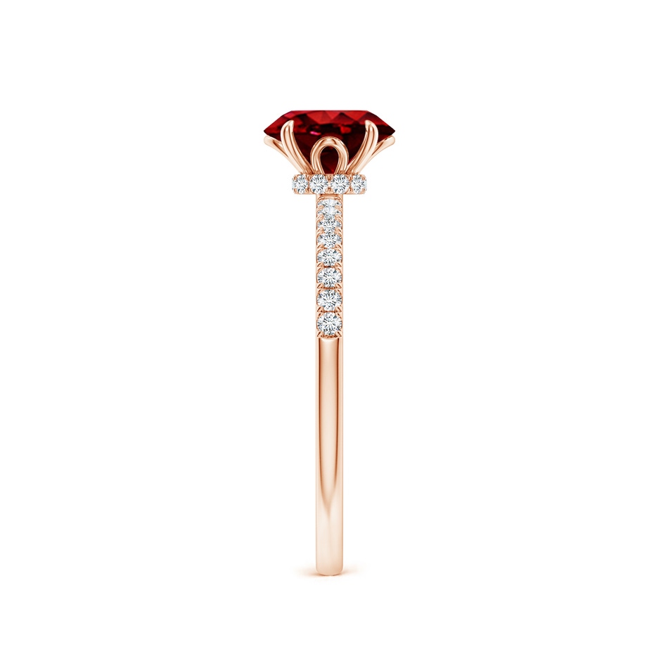 7x5mm AAAA Oval Ruby Hidden Halo Engagement Ring in Rose Gold side 299