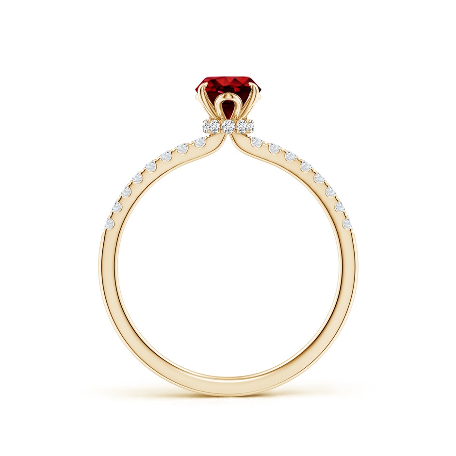 7x5mm AAAA Oval Ruby Hidden Halo Engagement Ring in Yellow Gold side 199