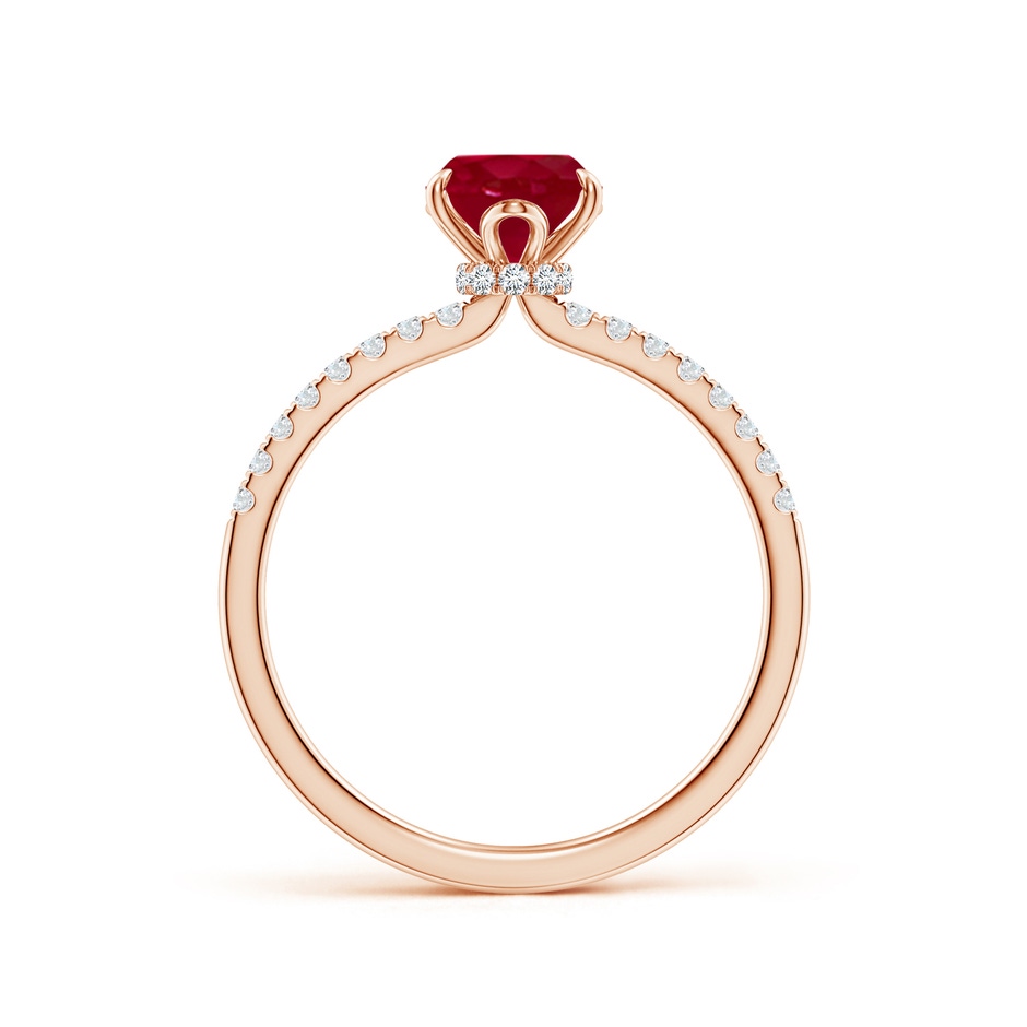 8x6mm AA Oval Ruby Hidden Halo Engagement Ring in Rose Gold side 199