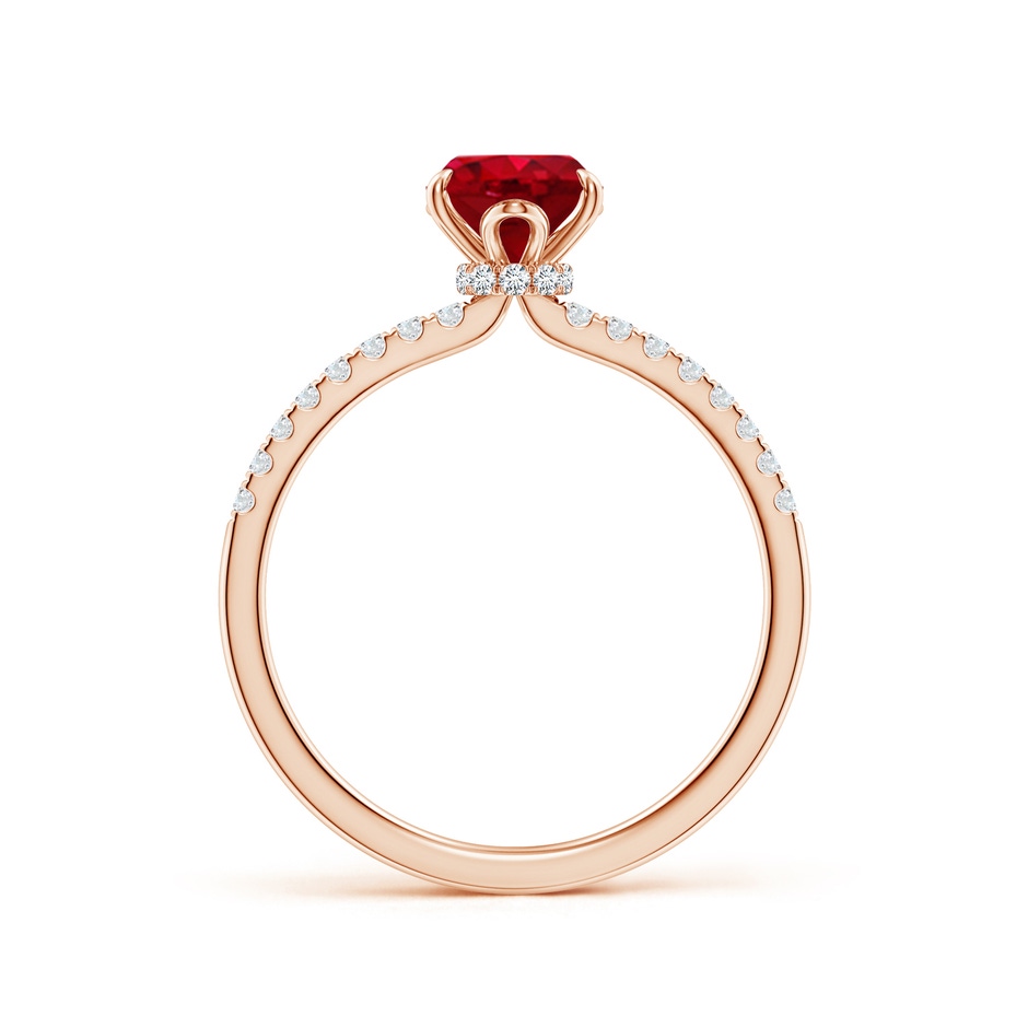 8x6mm AAA Oval Ruby Hidden Halo Engagement Ring in Rose Gold side 199