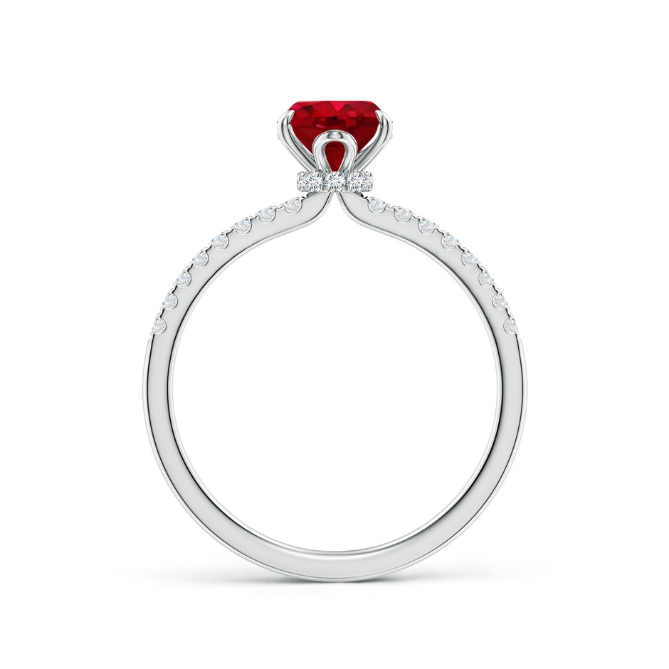 8x6mm AAA Oval Ruby Hidden Halo Engagement Ring in White Gold side 199
