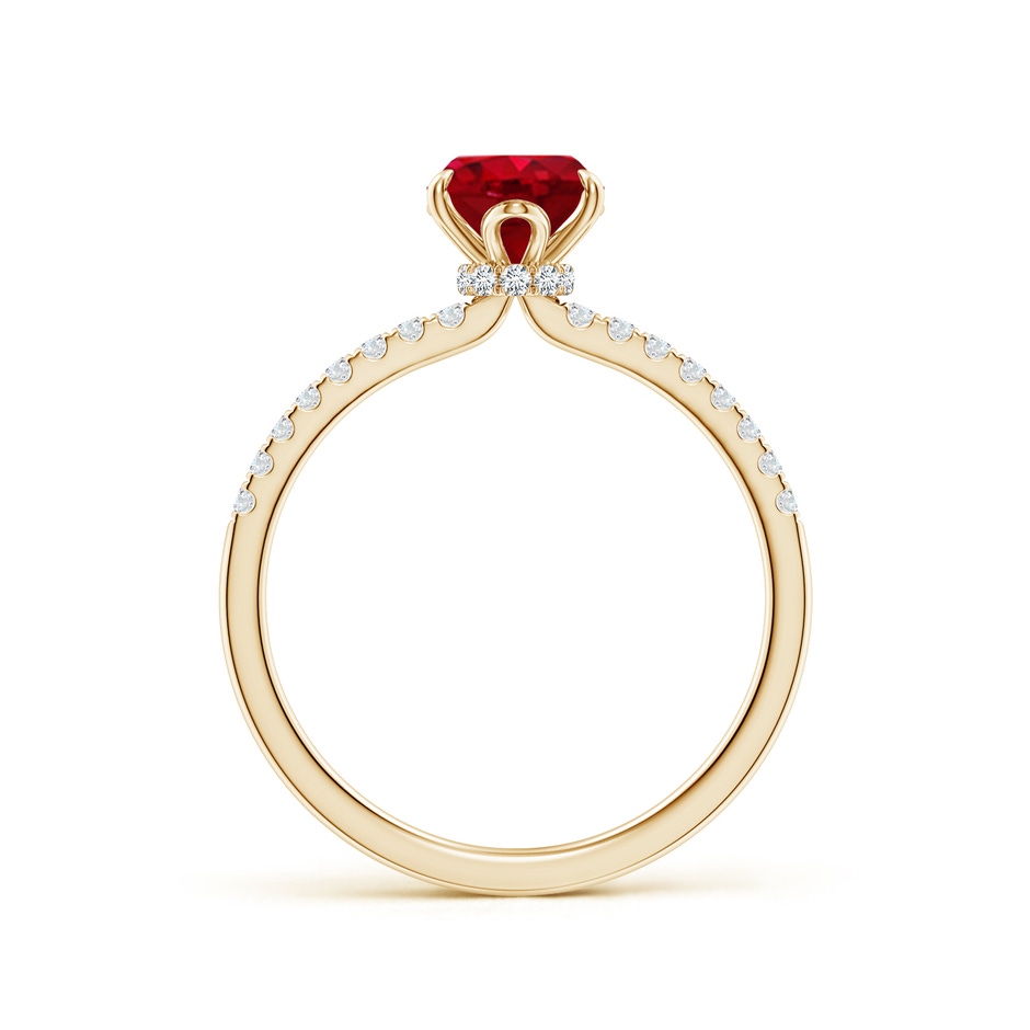 8x6mm AAA Oval Ruby Hidden Halo Engagement Ring in Yellow Gold side 199