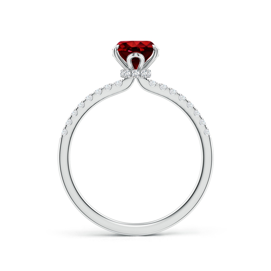 8x6mm AAAA Oval Ruby Hidden Halo Engagement Ring in P950 Platinum side 199
