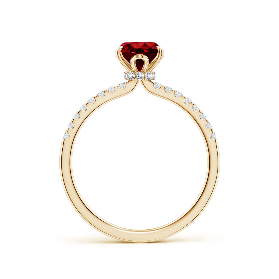 8x6mm AAAA Oval Ruby Hidden Halo Engagement Ring in Yellow Gold side 199