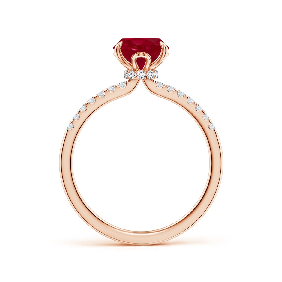 9x7mm AA Oval Ruby Hidden Halo Engagement Ring in Rose Gold side 199