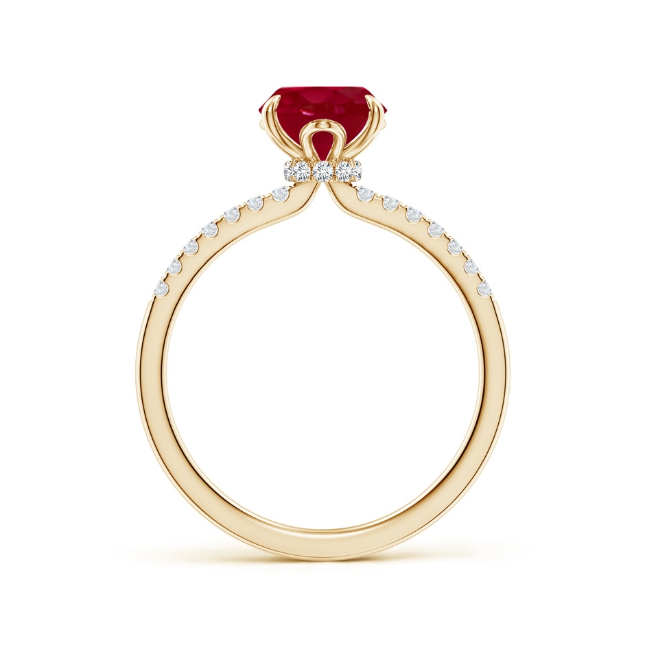 9x7mm AA Oval Ruby Hidden Halo Engagement Ring in Yellow Gold side 199