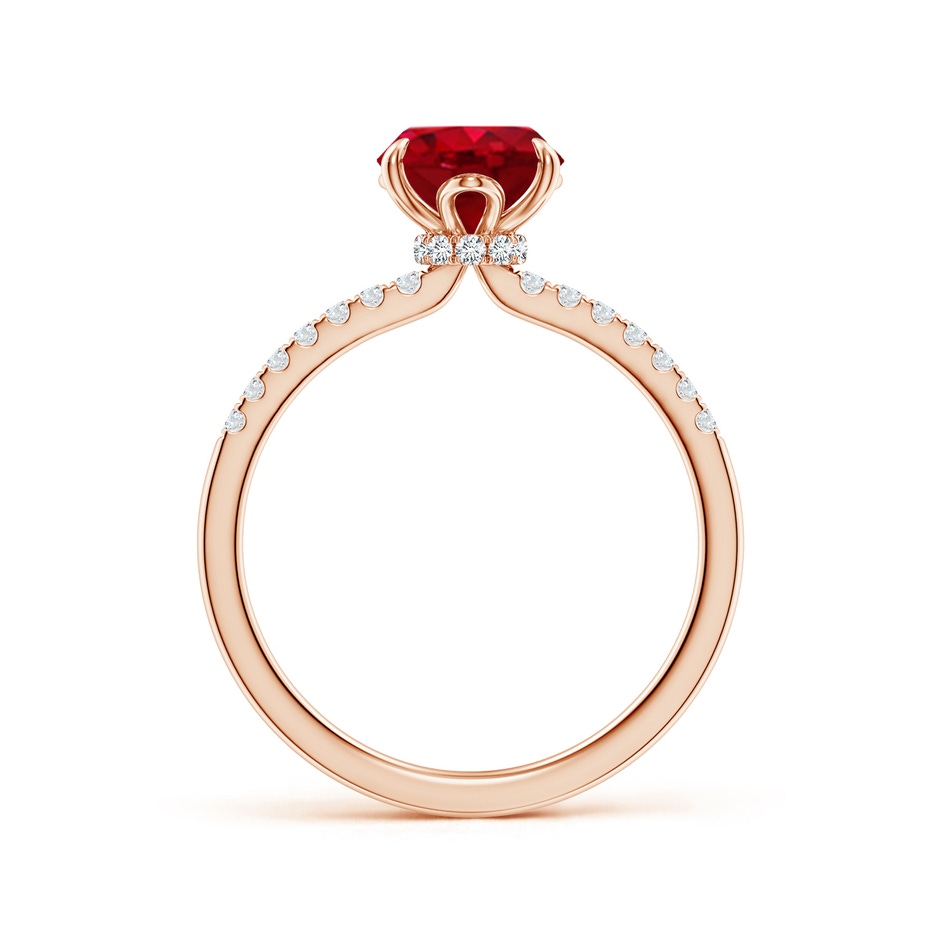 9x7mm AAA Oval Ruby Hidden Halo Engagement Ring in Rose Gold side 199