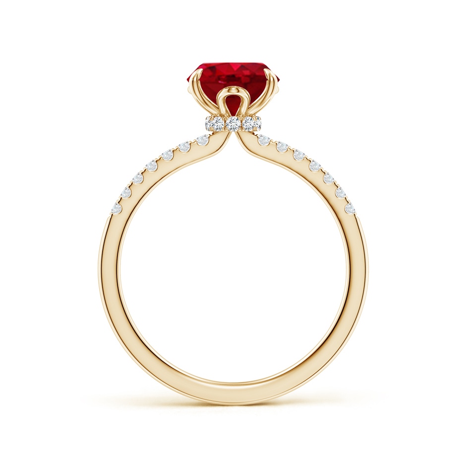 9x7mm AAA Oval Ruby Hidden Halo Engagement Ring in Yellow Gold side 199
