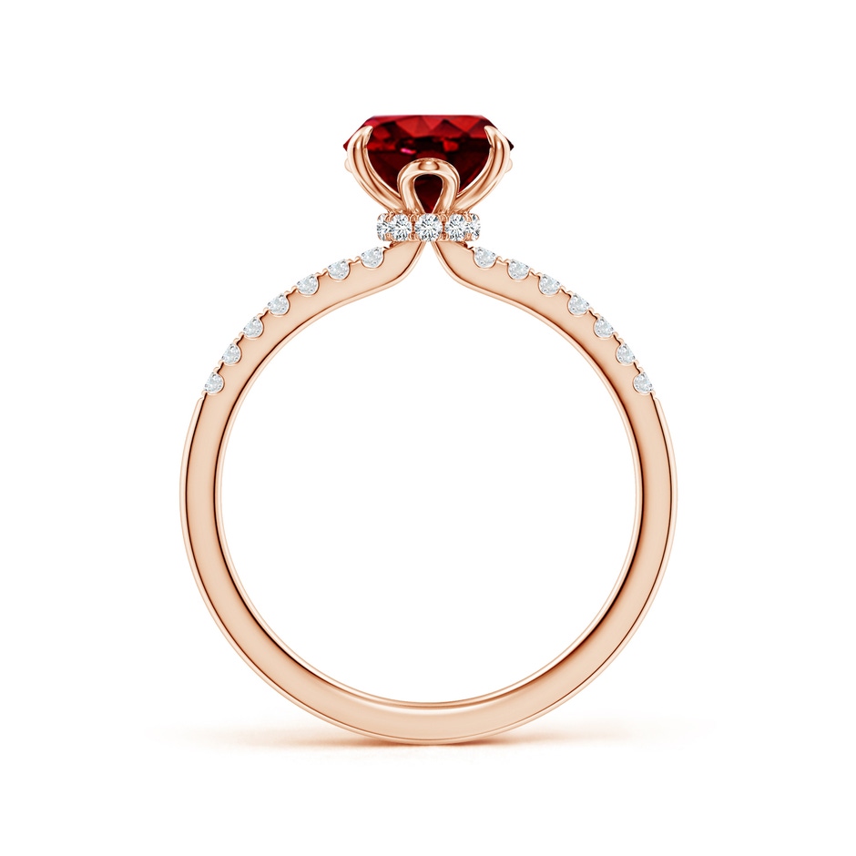9x7mm AAAA Oval Ruby Hidden Halo Engagement Ring in Rose Gold side 199