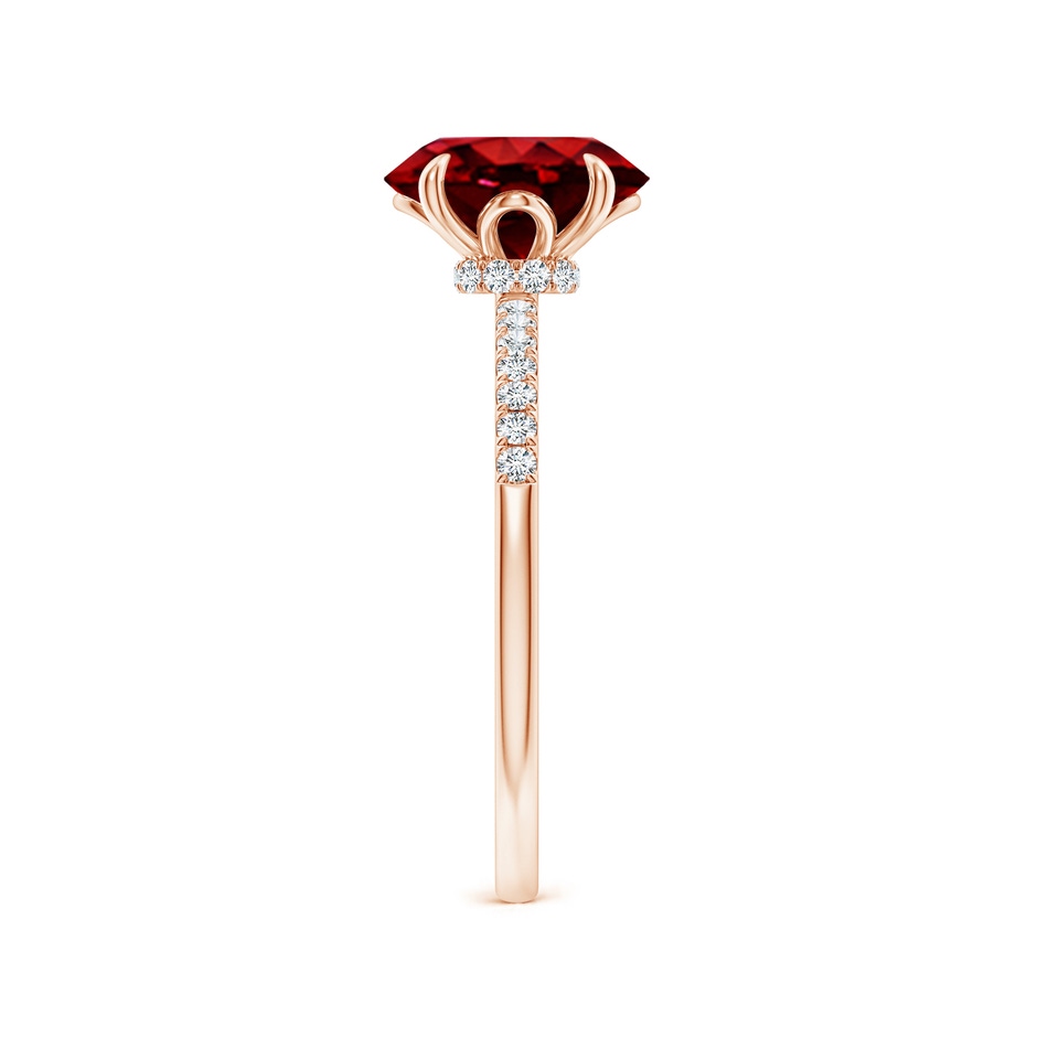 9x7mm AAAA Oval Ruby Hidden Halo Engagement Ring in Rose Gold side 299