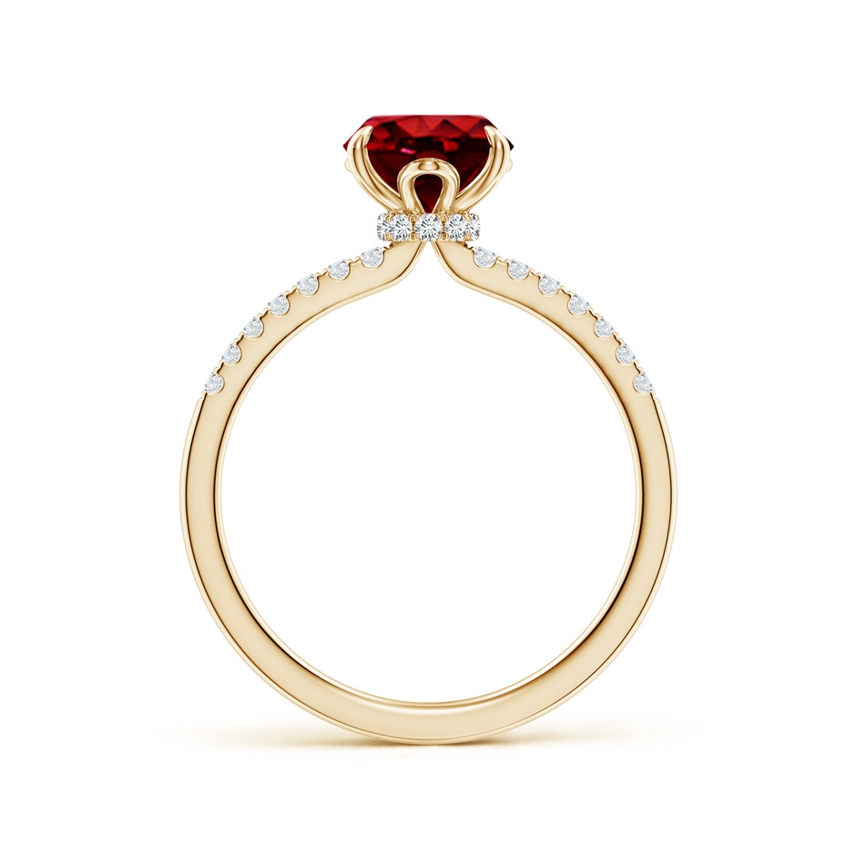 9x7mm AAAA Oval Ruby Hidden Halo Engagement Ring in Yellow Gold side 199