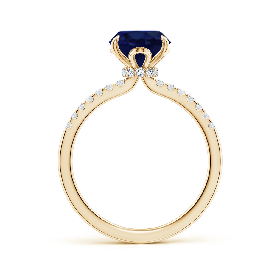 10x8mm A Oval Blue Sapphire Hidden Halo Engagement Ring in 18K Yellow Gold side 199