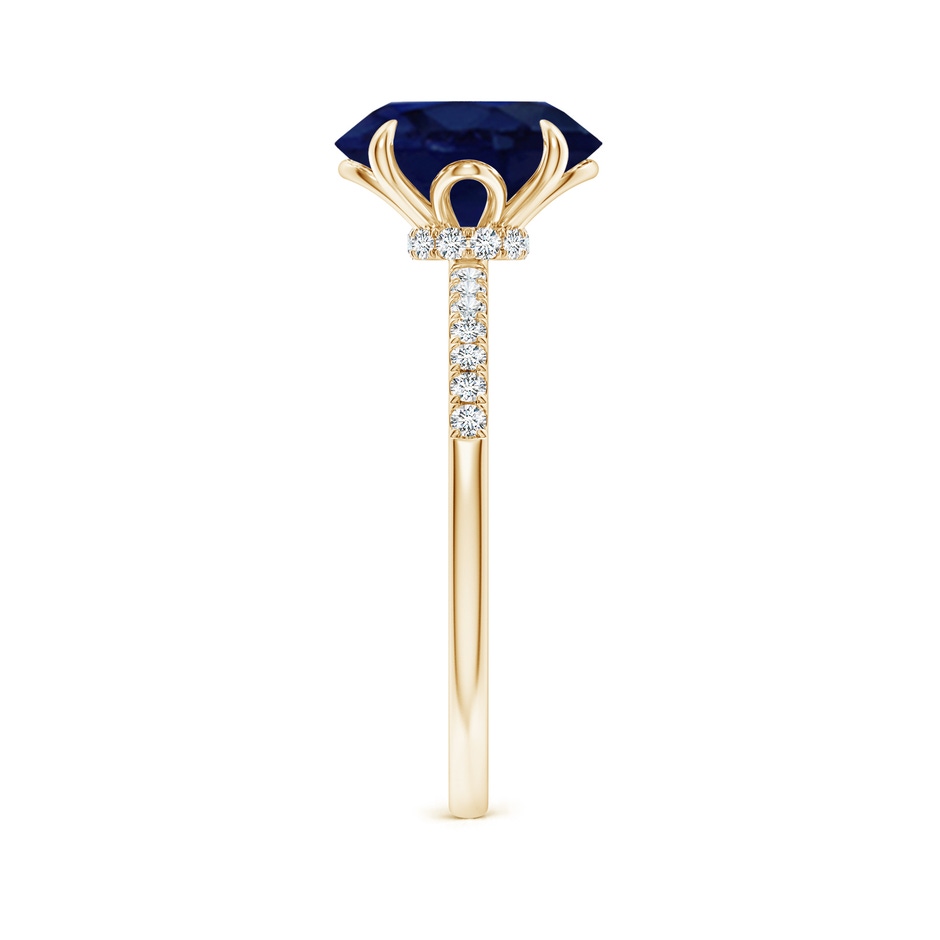 10x8mm A Oval Blue Sapphire Hidden Halo Engagement Ring in 18K Yellow Gold side 299