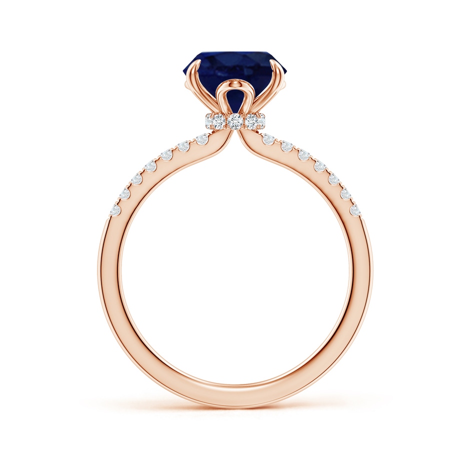 10x8mm A Oval Blue Sapphire Hidden Halo Engagement Ring in Rose Gold side 199