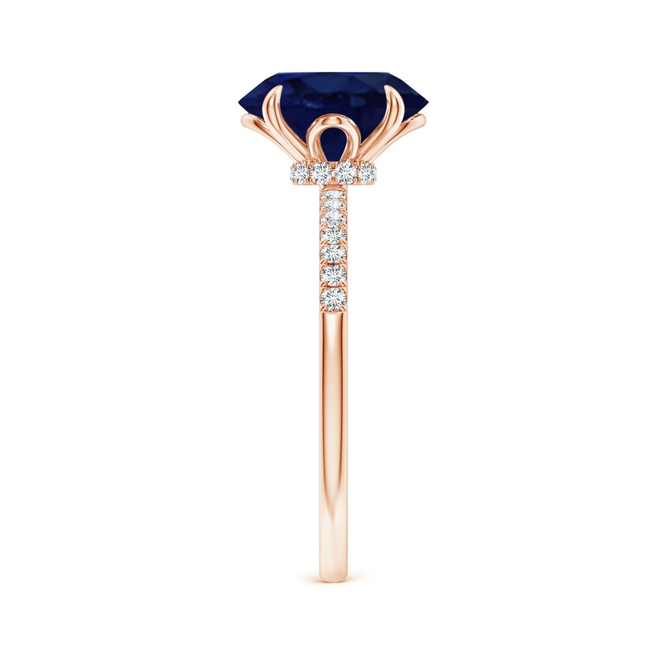 10x8mm A Oval Blue Sapphire Hidden Halo Engagement Ring in Rose Gold side 299
