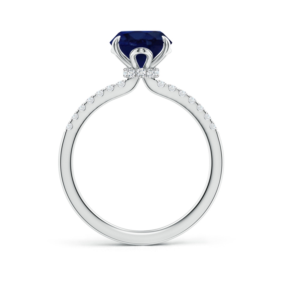10x8mm A Oval Blue Sapphire Hidden Halo Engagement Ring in White Gold side 199
