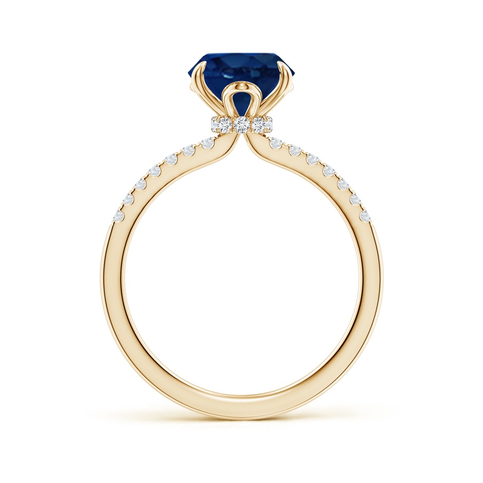 10x8mm AA Oval Blue Sapphire Hidden Halo Engagement Ring in 18K Yellow Gold side 199