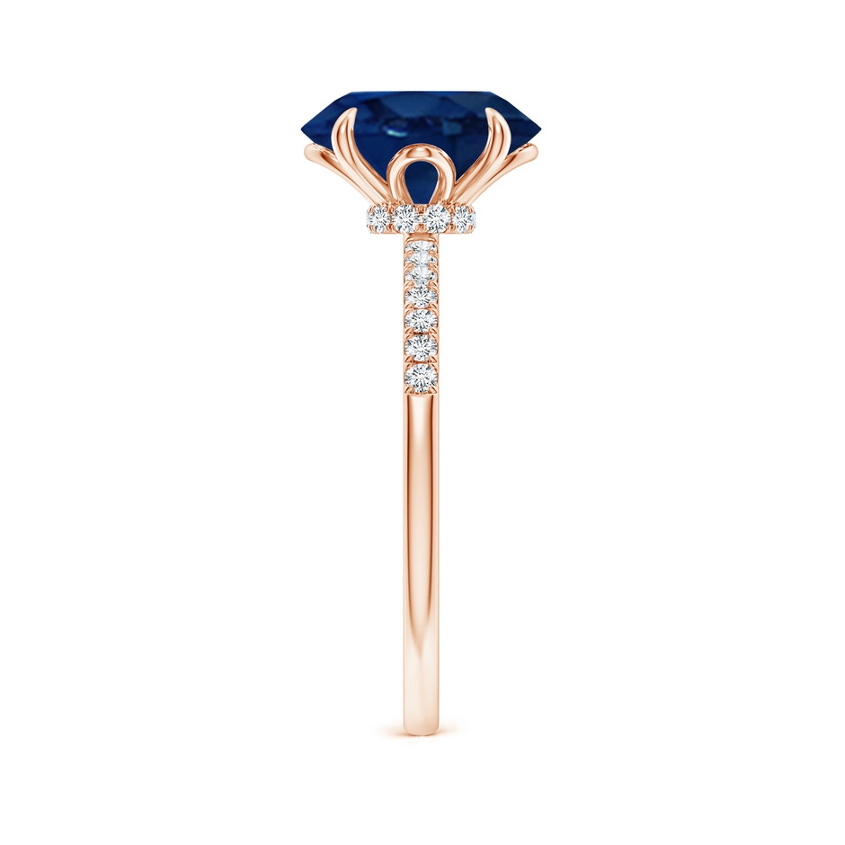 10x8mm AA Oval Blue Sapphire Hidden Halo Engagement Ring in Rose Gold side 299