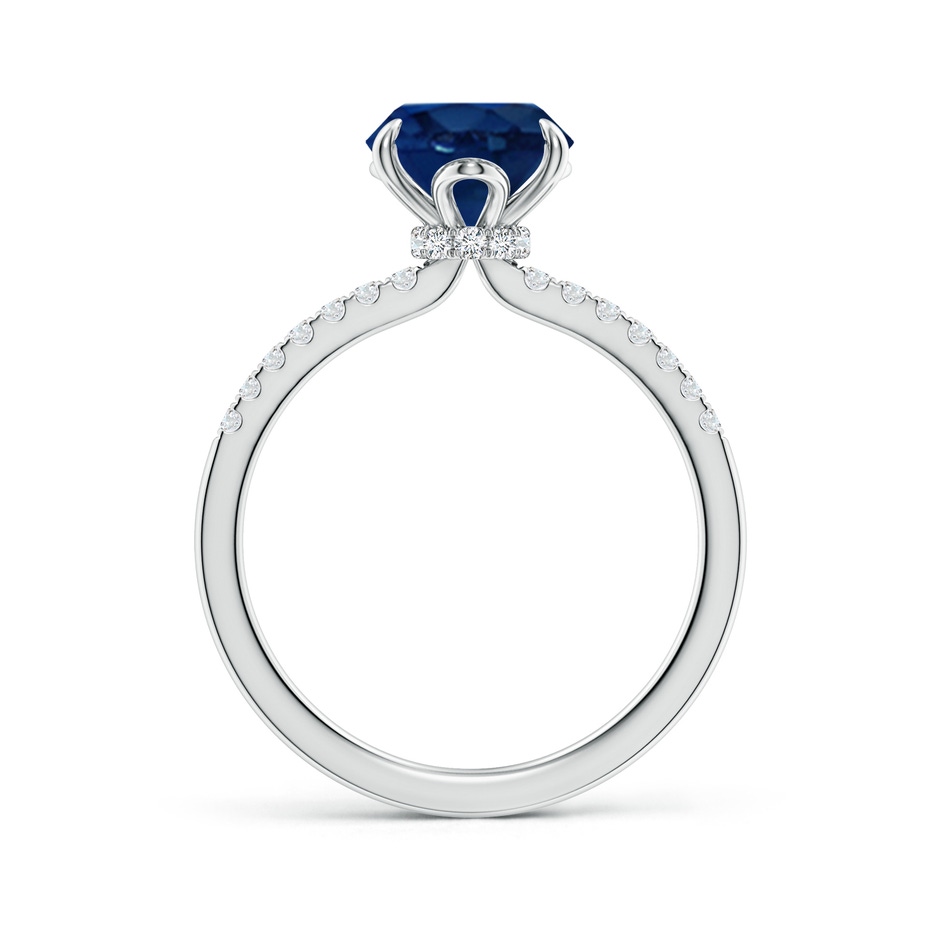 10x8mm AA Oval Blue Sapphire Hidden Halo Engagement Ring in White Gold side 199