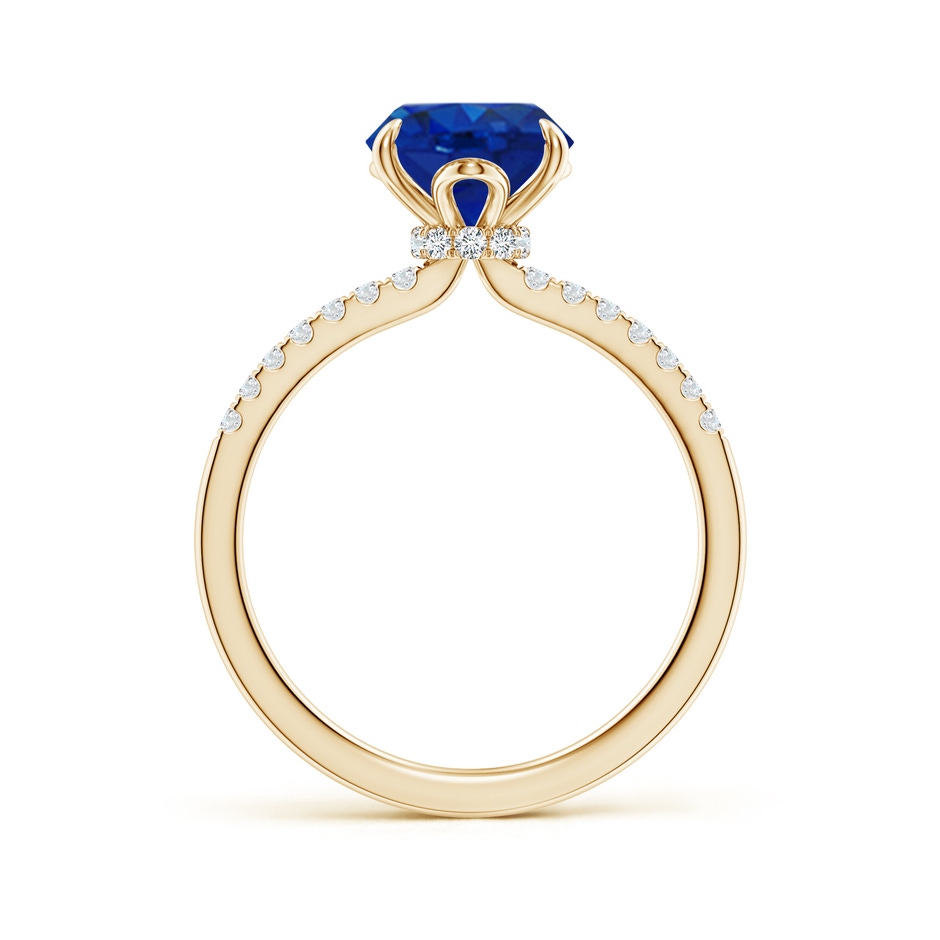 10x8mm AAA Oval Blue Sapphire Hidden Halo Engagement Ring in Yellow Gold side 199