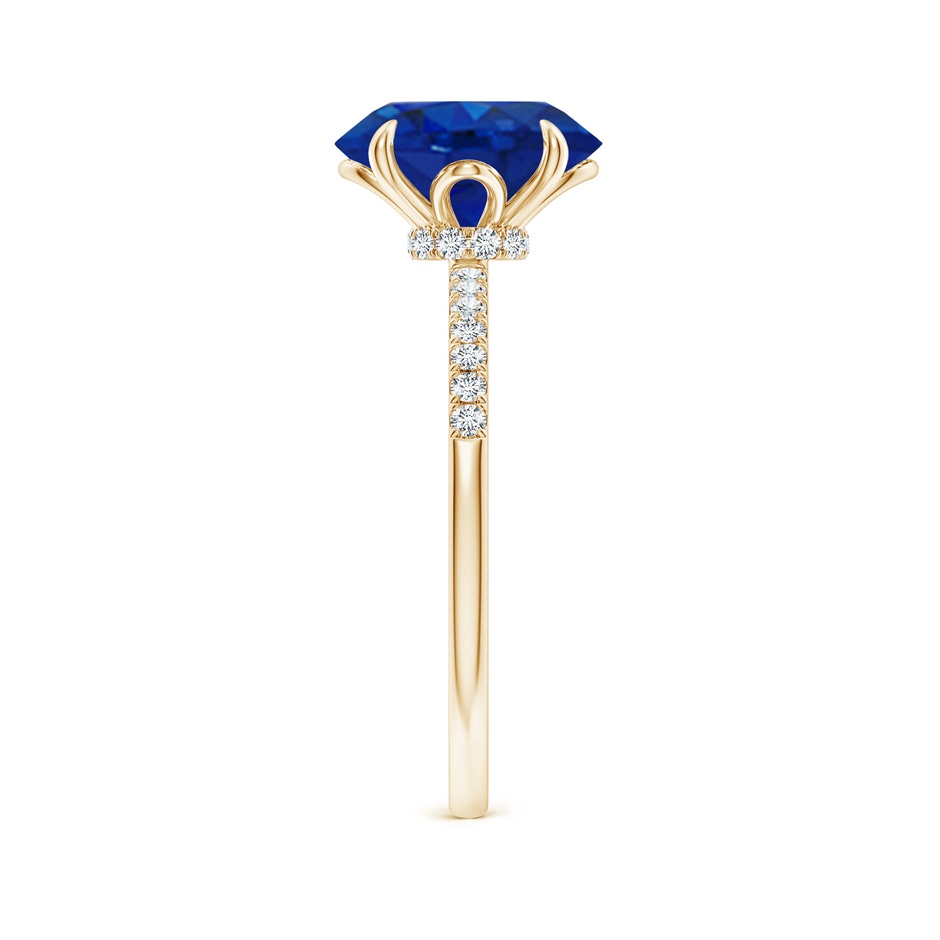 10x8mm AAA Oval Blue Sapphire Hidden Halo Engagement Ring in Yellow Gold side 299