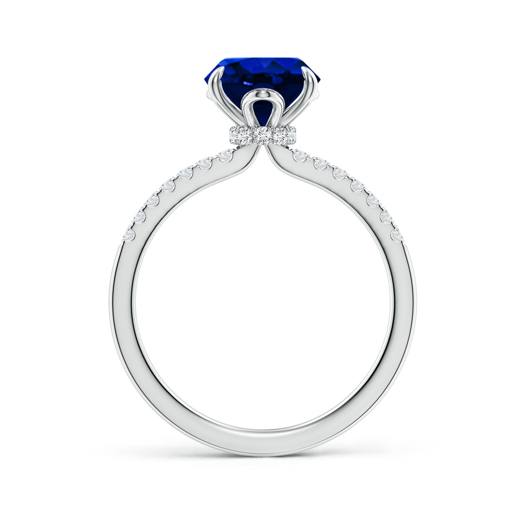 10x8mm Lab-Grown Oval Blue Sapphire Hidden Halo Engagement Ring in 18K White Gold - side 199