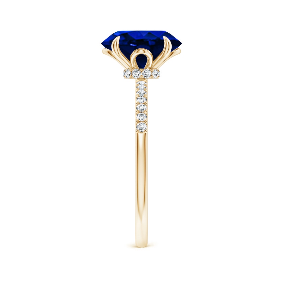 10x8mm AAAA Oval Blue Sapphire Hidden Halo Engagement Ring in Yellow Gold side 299