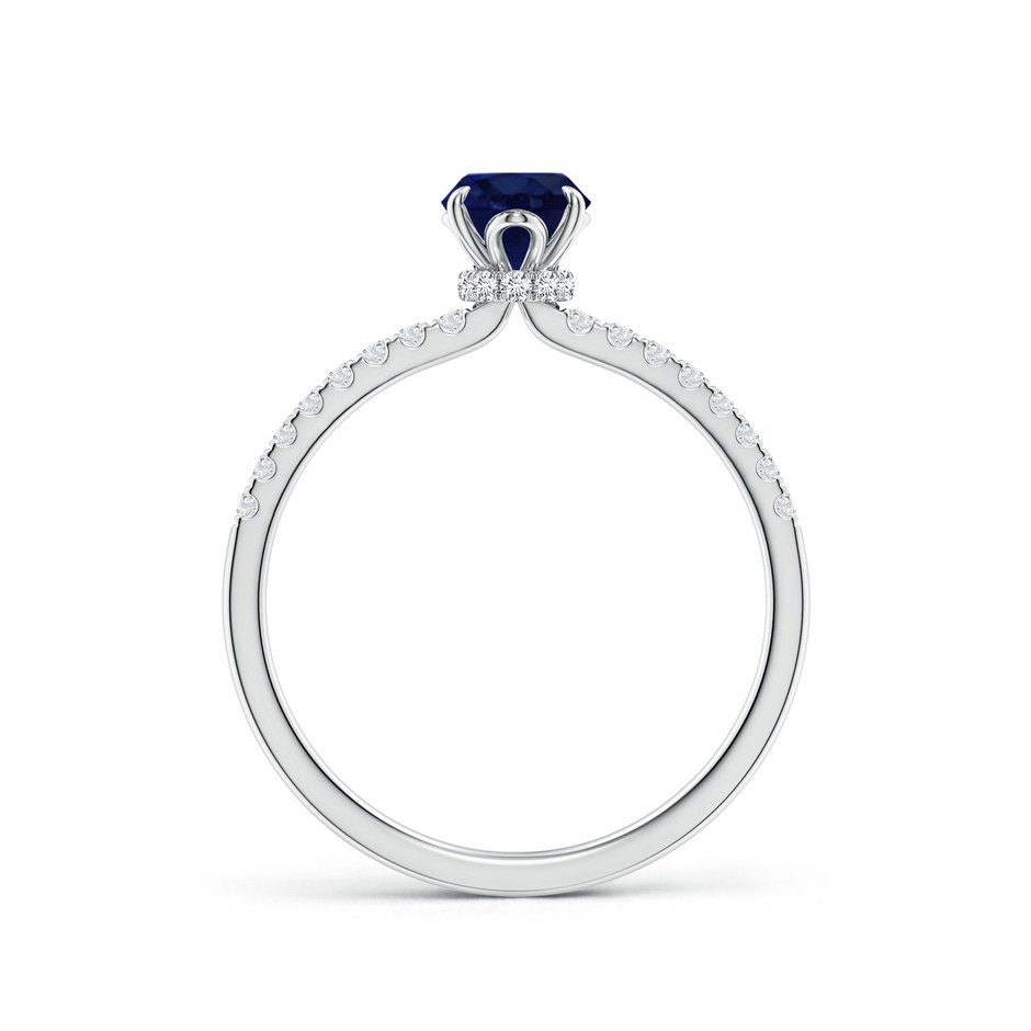 7x5mm A Oval Blue Sapphire Hidden Halo Engagement Ring in P950 Platinum side 199