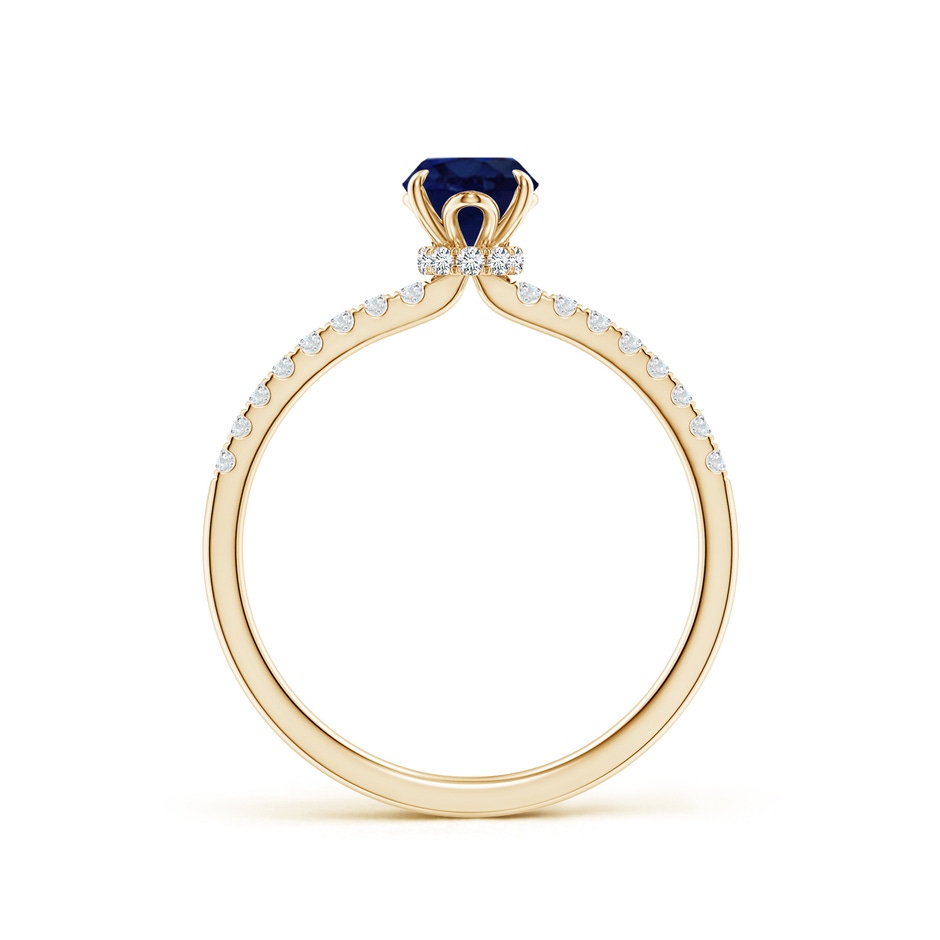 7x5mm A Oval Blue Sapphire Hidden Halo Engagement Ring in Yellow Gold side 199