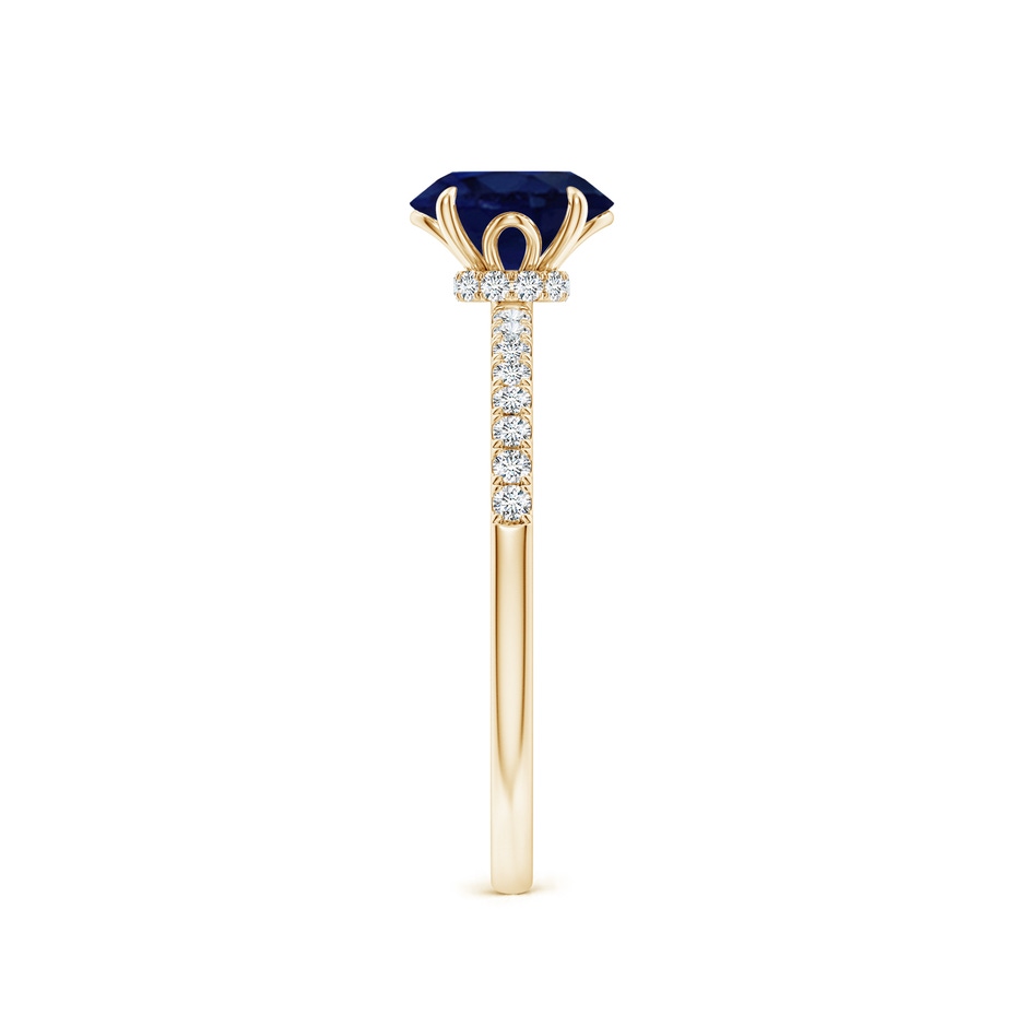 7x5mm A Oval Blue Sapphire Hidden Halo Engagement Ring in Yellow Gold side 299