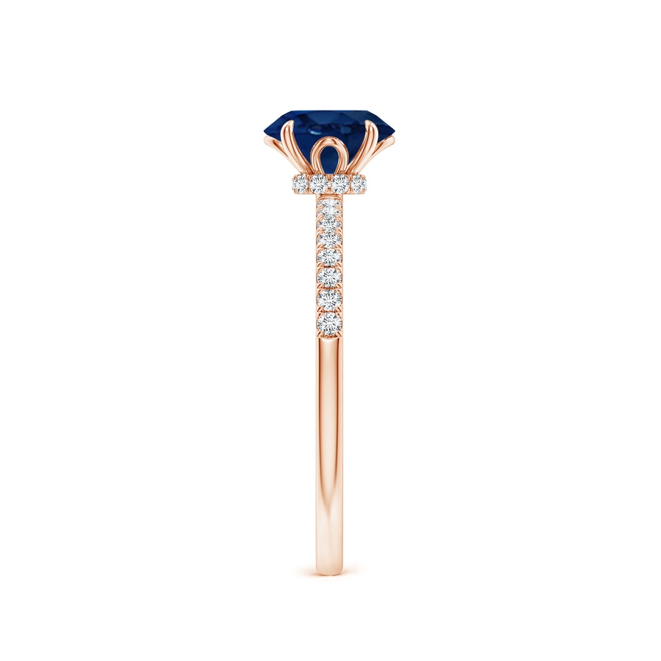 7x5mm AA Oval Blue Sapphire Hidden Halo Engagement Ring in Rose Gold side 299