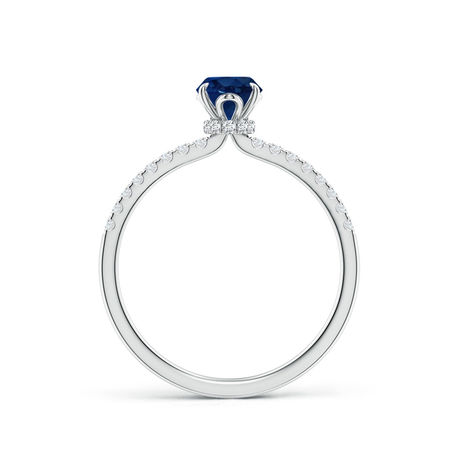 7x5mm AA Oval Blue Sapphire Hidden Halo Engagement Ring in White Gold side 199