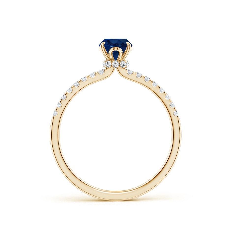 7x5mm AA Oval Blue Sapphire Hidden Halo Engagement Ring in Yellow Gold side 199