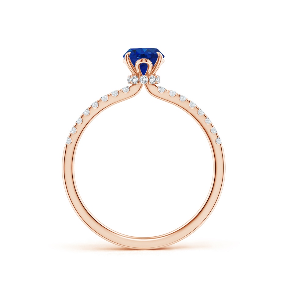 7x5mm AAA Oval Blue Sapphire Hidden Halo Engagement Ring in Rose Gold side 199