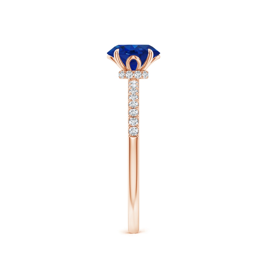 7x5mm AAA Oval Blue Sapphire Hidden Halo Engagement Ring in Rose Gold side 299