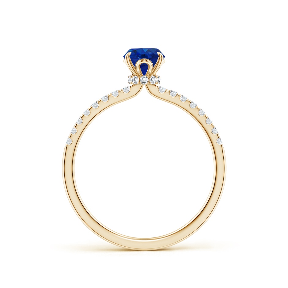 7x5mm AAA Oval Blue Sapphire Hidden Halo Engagement Ring in Yellow Gold side 199
