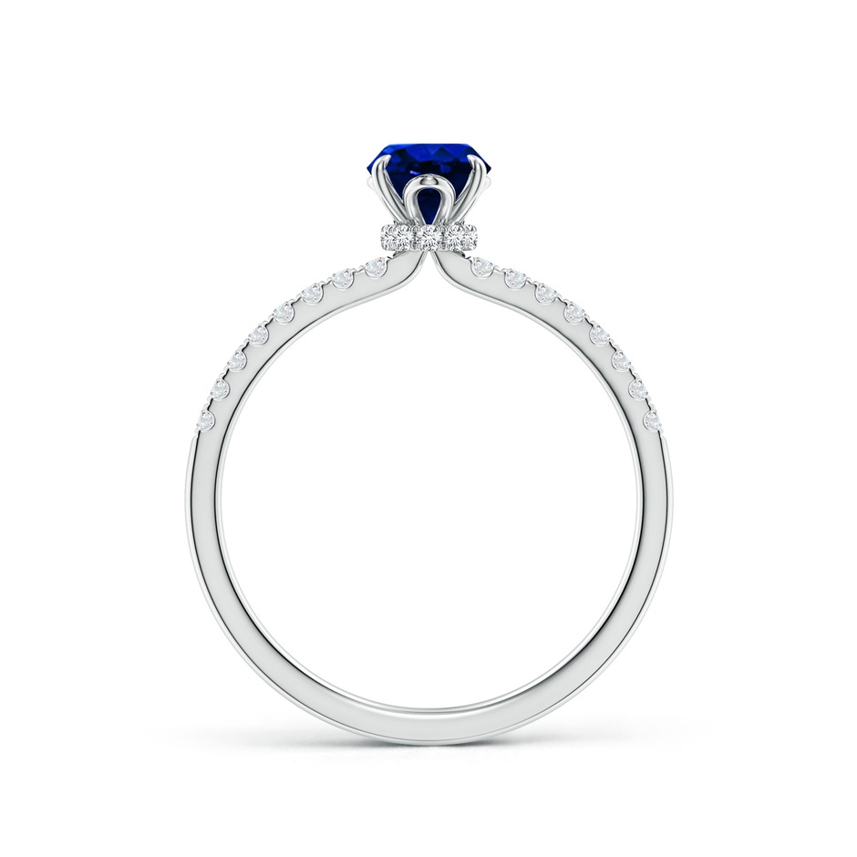 7x5mm AAAA Oval Blue Sapphire Hidden Halo Engagement Ring in P950 Platinum side 199