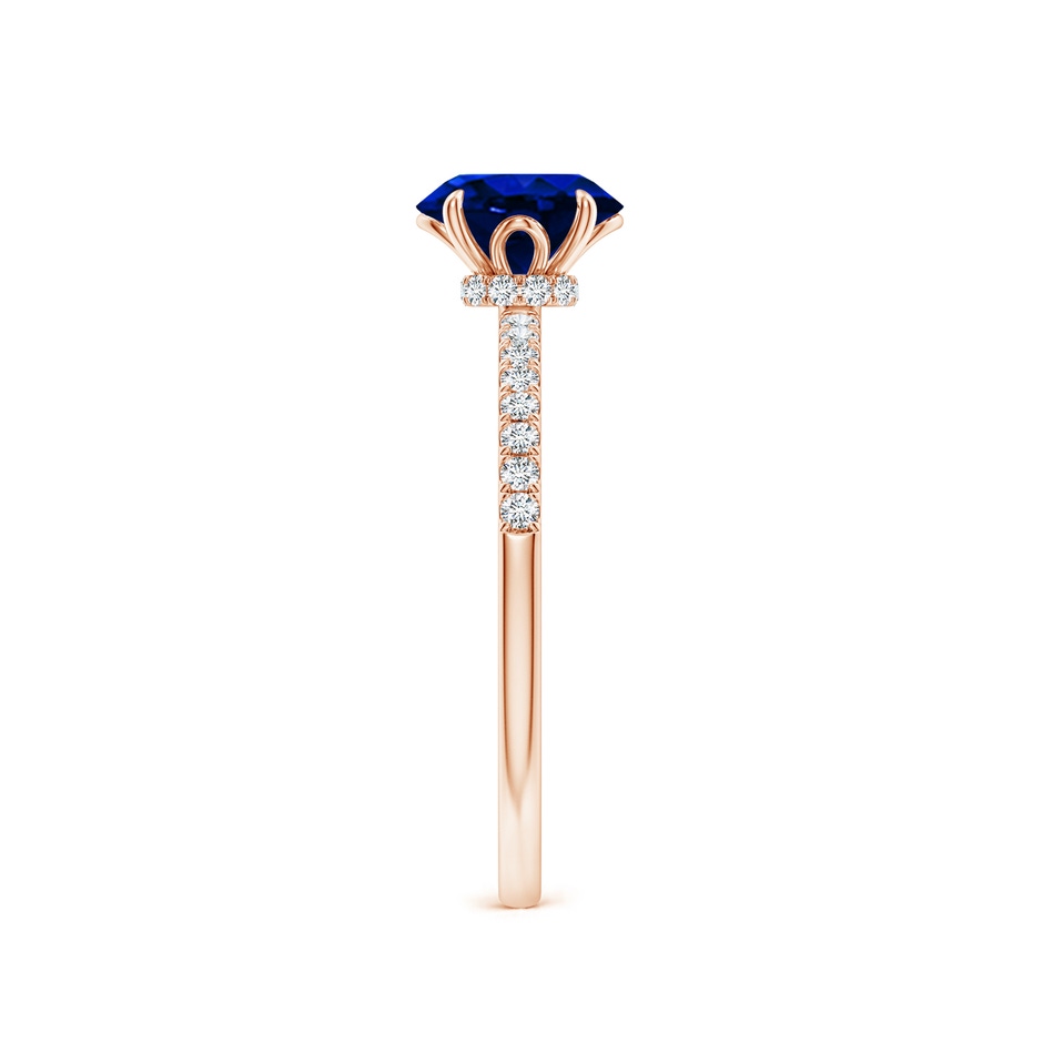 7x5mm AAAA Oval Blue Sapphire Hidden Halo Engagement Ring in Rose Gold side 299