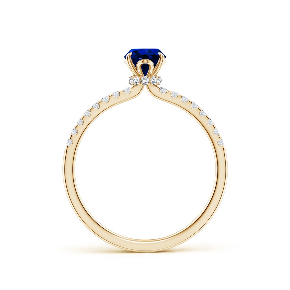 7x5mm AAAA Oval Blue Sapphire Hidden Halo Engagement Ring in Yellow Gold side 199