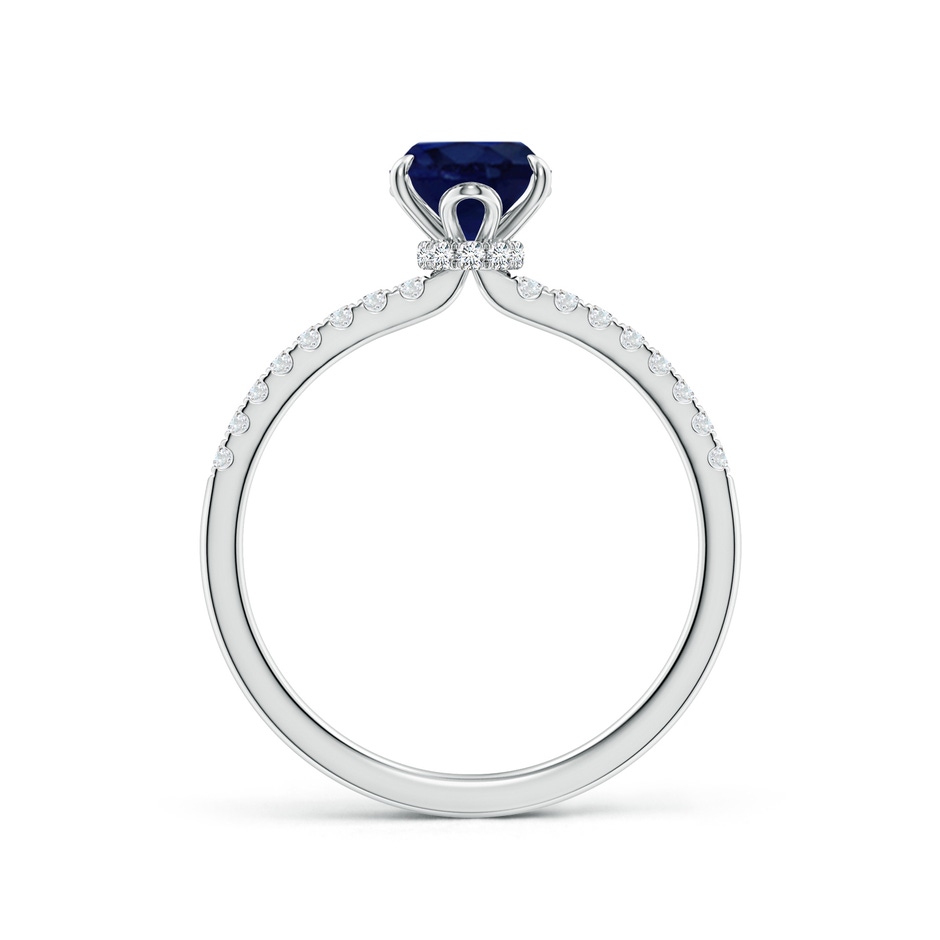 8x6mm A Oval Blue Sapphire Hidden Halo Engagement Ring in P950 Platinum side 199