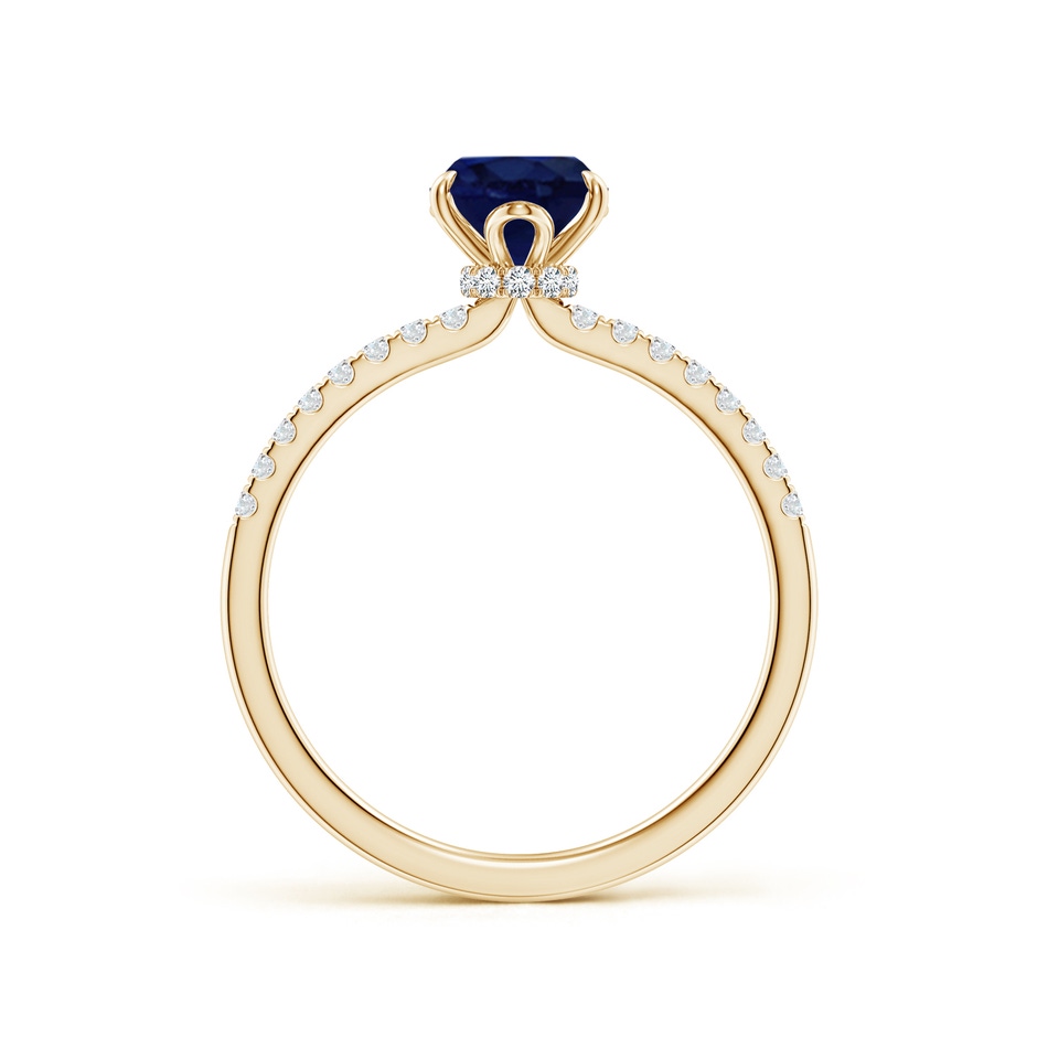 8x6mm A Oval Blue Sapphire Hidden Halo Engagement Ring in Yellow Gold side 199