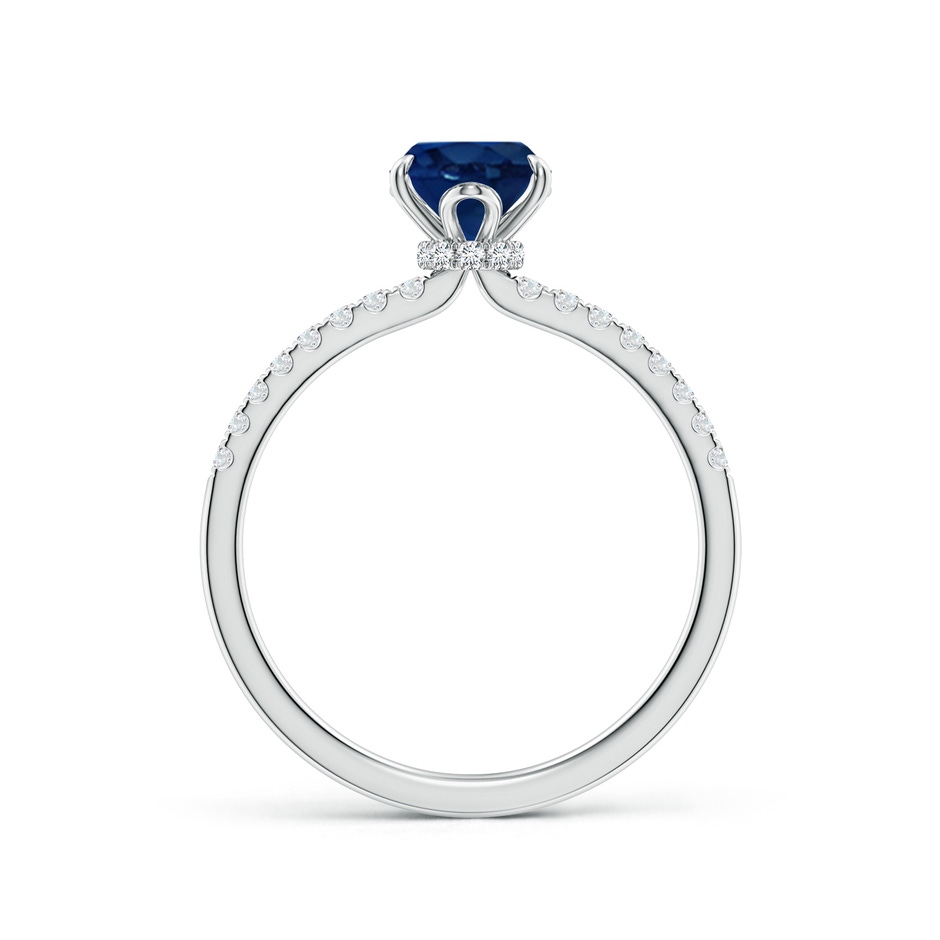 8x6mm AA Oval Blue Sapphire Hidden Halo Engagement Ring in White Gold side 199