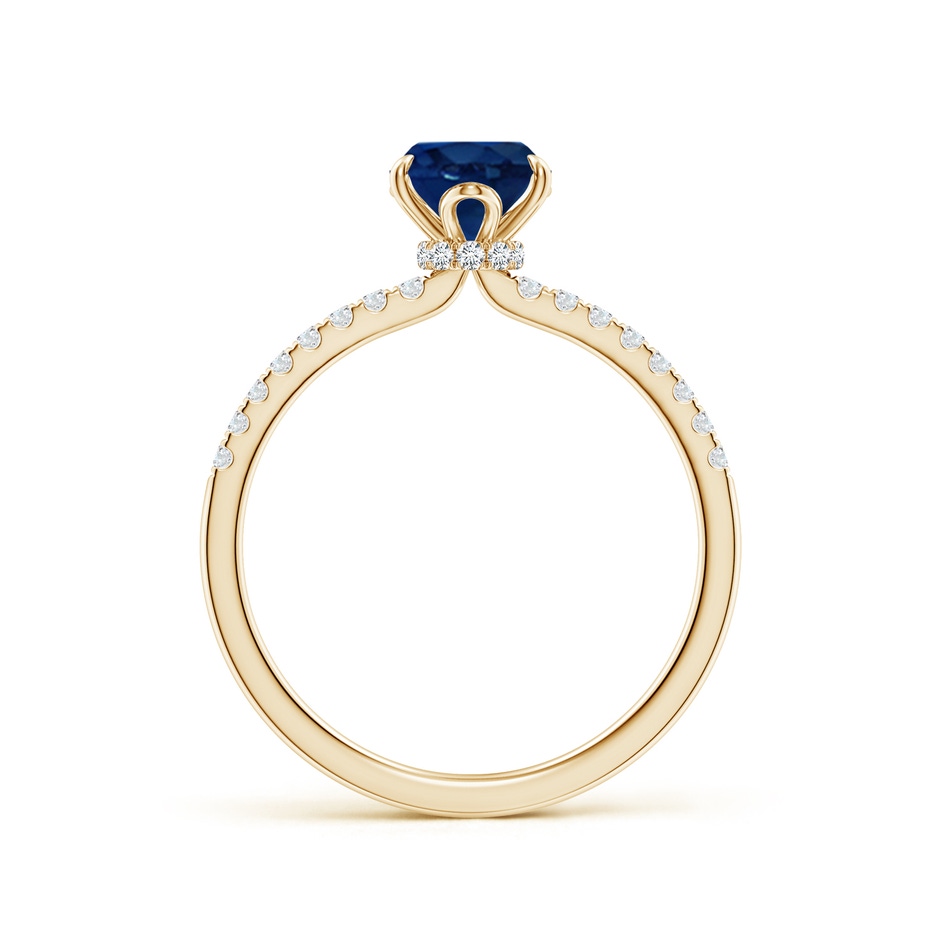 8x6mm AA Oval Blue Sapphire Hidden Halo Engagement Ring in Yellow Gold side 199