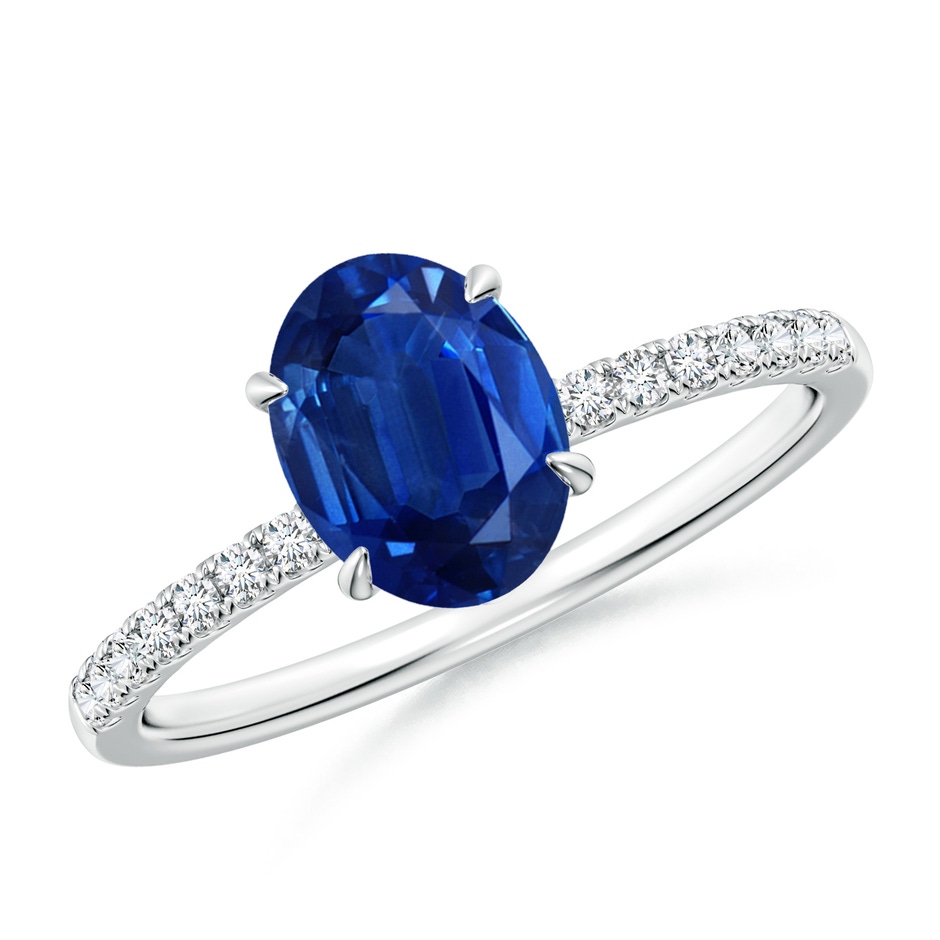 8x6mm AAA Oval Blue Sapphire Hidden Halo Engagement Ring in P950 Platinum 
